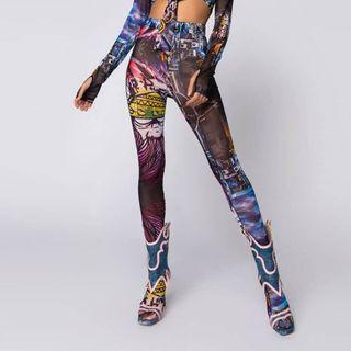 Print High-waist Skinny Pants