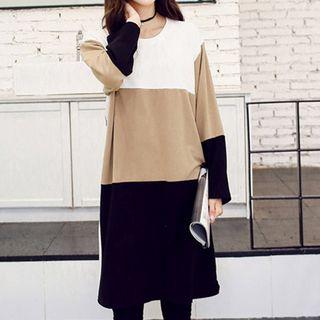 Colour Block Long-sleeve T-shirt Dress