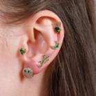 Rhinestone Smiley Face Stud Earring 1 Pair - Green - One Size