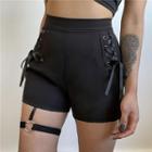 High Waist Lace-up Heart Ring Shorts