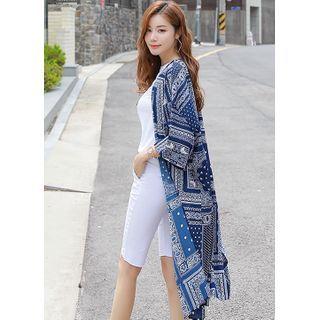 Wide-sleeve Paisley Robe Cardigan