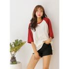Plus Size Colored Raglan T-shirt
