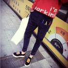 Embroidered Corduroy Slim Fit Pants