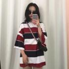 Striped Slit-sleeve Knit Top