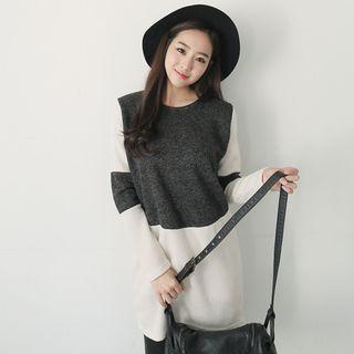 Color-block Brushed-fleece Dress
