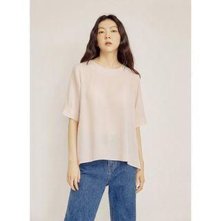 Key Hole Back Chiffon Blouse Ivory - One Size