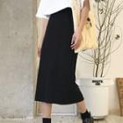 Straight Cut Slit-back Midi Skirt