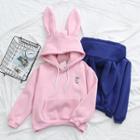 Ear-accent Hooded Long-sleeve Top