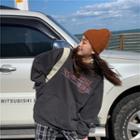 Long-sleeve Letter Print Sweatshirt + Plaid Pants