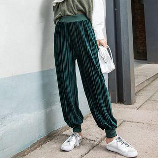 Elastic-waist Pleated Harem Pants