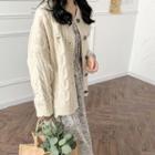 Cable Knit Loose-fit Cardigan Almond - One Size