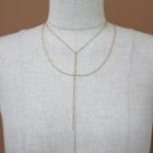 Set Of 2: Metallic-beaded Necklace + Lariat Necklace