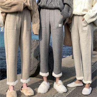 Faux-shearling-trim Pants