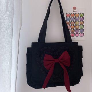 Bow Ruffle Trim Tote Bag