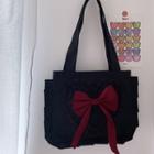 Bow Ruffle Trim Tote Bag