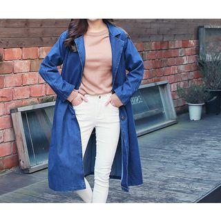 Raglan-sleeve Denim Coat