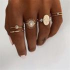 Set: Rhinestone Alloy Ring (assorted Designs) Gold - One Size