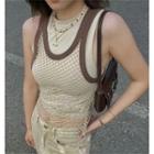 Fishnet Mock Two-piece Tank Top