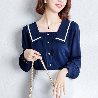 Lantern-sleeve Sailor Collar Blouse