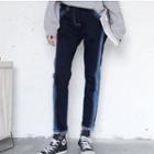 Color Block Straight-cut Jeans