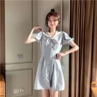 Sailor Collar Puff-sleeve Mini A-line Dress