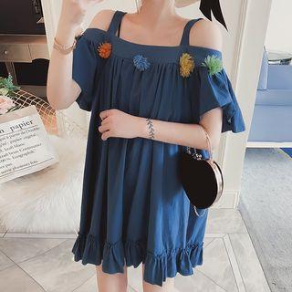 Pom Pom Cold-shoulder Sundress