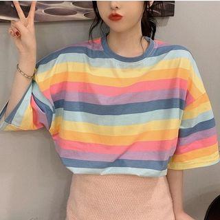 Short Sleeve Rainbow Stripe T-shirt
