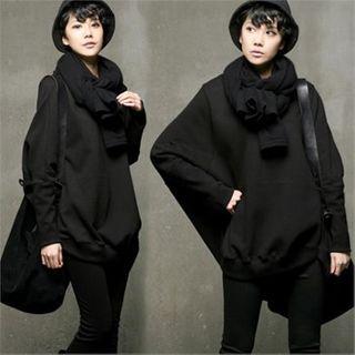 Dip-back Dolman-sleeve Pullover