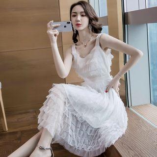 Wide-strap Tiered A-line Cocktail Dress