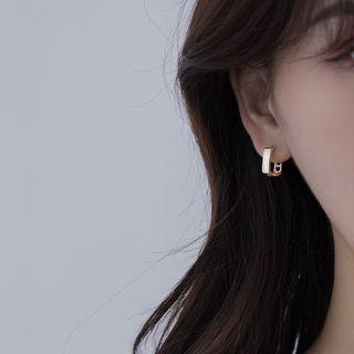 Shell Alloy Square Hoop Earring 1 Pair - Gold - One Size