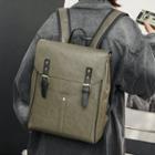 Faux Leather Backpack Green - One Size