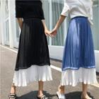 Color-block Chiffon Panel A-line Skirt
