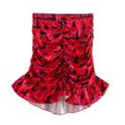 Floral Print Ruched Ruffle Hem Mini Pencil Skirt