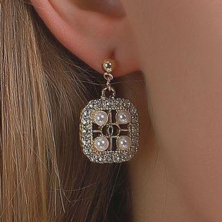 Faux Pearl Drop Earring 01 - 1 Pair - Gold - One Size