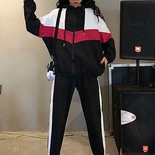 Set: Color Block Zip Windbreaker + Sweatpants
