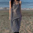 Sleeveless Checkerboard Dress Check - Black & White - One Size