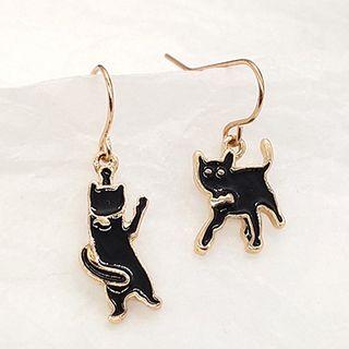 Non-matching Alloy Cat Dangle Earring