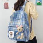 Plaid Animal Plush Lightweight Backpack