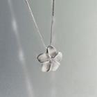 925 Sterling Silver Rhinestone Flower Pendant Necklace As Shown In Figure - One Size