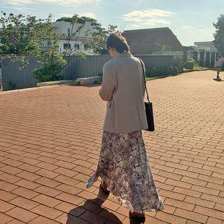 Flared Floral Maxi Skirt