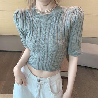 Short-sleeve Crop Knit Top - 2 Colors