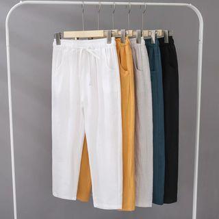 Cotton Linen Cropped Harem Pants