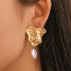 Irregular Alloy Faux Pearl Dangle Earring 1903-1 - Gold - One Size