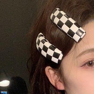 Set Of 1 / 2: Checker Faux Leather Hair Clip