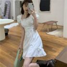 Puff-sleeve Slim-fit Mini Dress