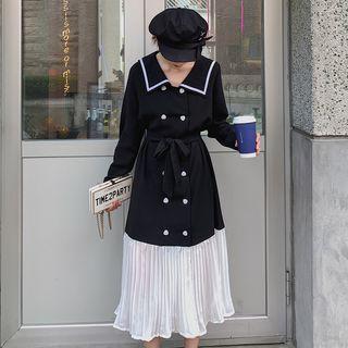 Two Tone Pleated Panel Chiffon Dress