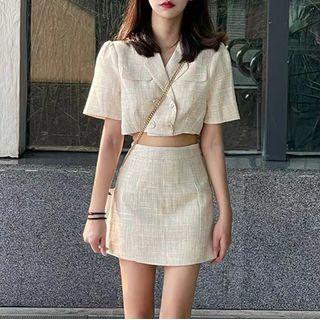 Set : Cropped Blazer + A-line Skirt