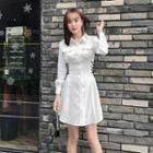 Long-sleeve Mini Lace-up Shirtdress
