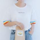 Striped Short-sleeve T-shirt Milky White - One Size
