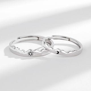 Moon / Sun Couple Matching Sterling Silver Open Ring